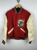 Red Vintage S Letterman Varsity Jacket
