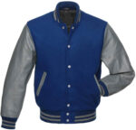 Royal Blue Grey Baseball Varsity Jacket
