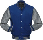 Royal Blue Grey Baseball Varsity Jacket