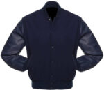 Solid Navy Blue Baseball Varsity Jacket