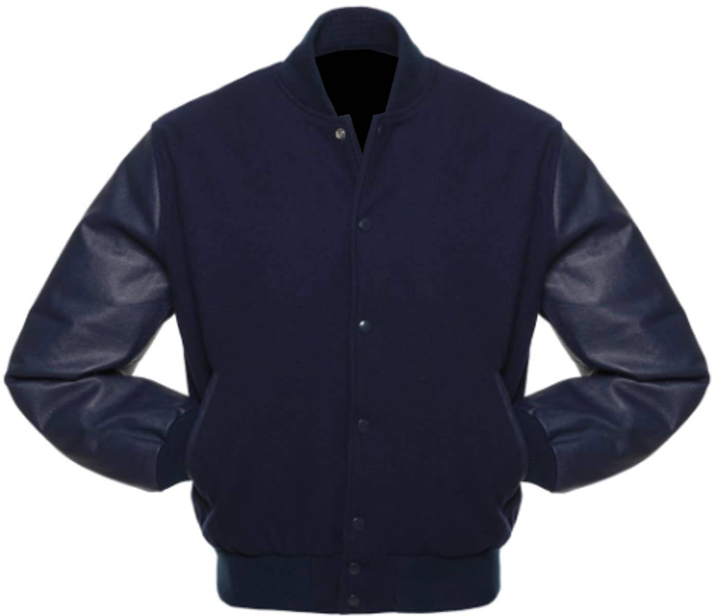 Solid Navy Blue Baseball Varsity Jacket (1) Solid Navy Blue Baseball Varsity Jacket