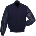 Solid Navy Blue Baseball Varsity Jacket