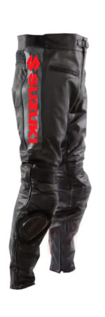 Suzuki Motorcycle Racing Black Leather Pant