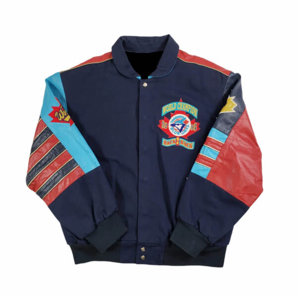 Vintage 1993 Toronto Blue Jays Jeff Hamilton Back 2 Back Cotton Leather Jacket