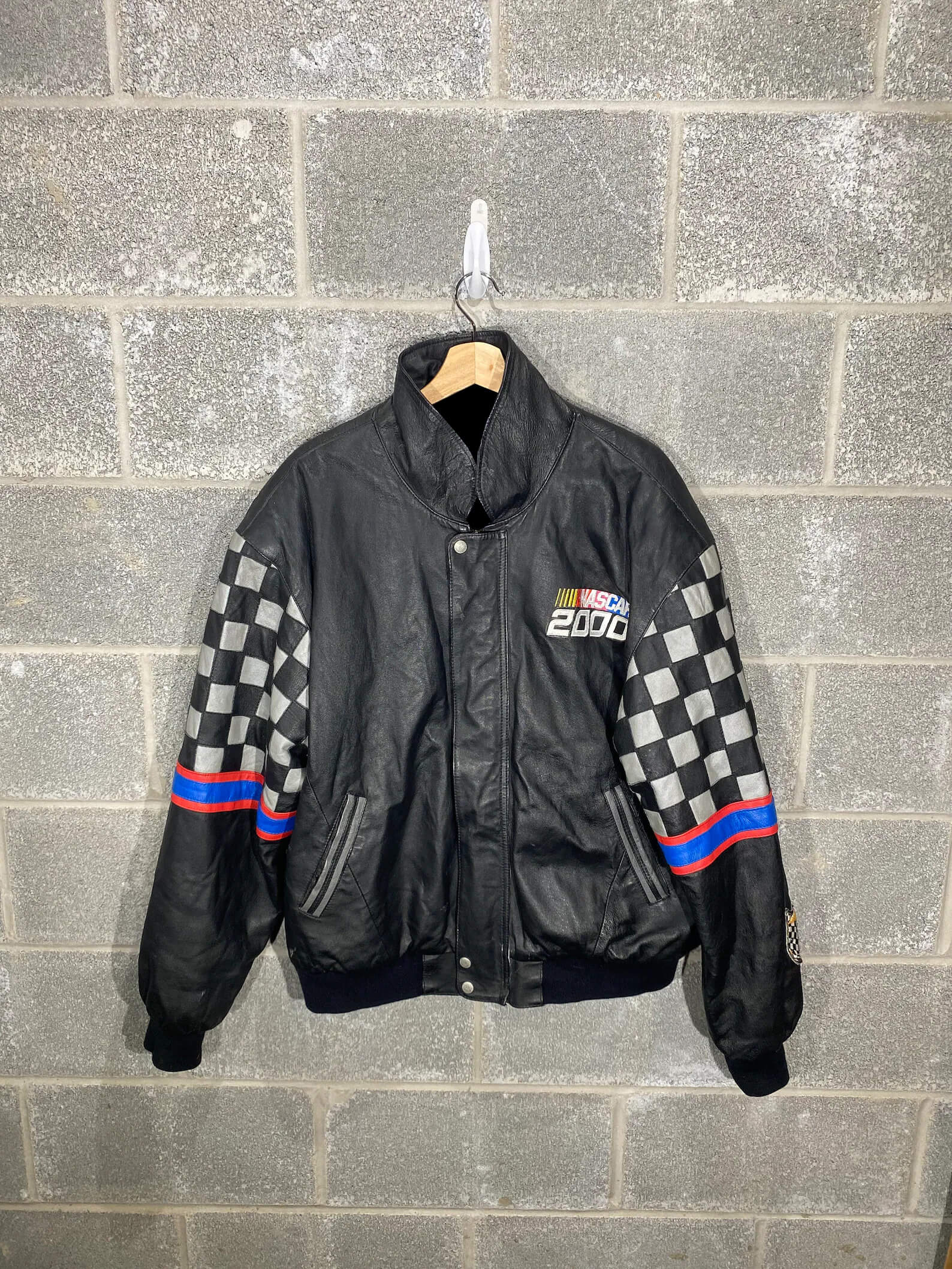 Vintage NASCAR  Black Jeff Hamilton Leather Jacket   Maker of