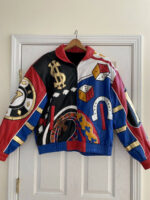 Vintage Vegas Casino Card Poker Leather Jacket