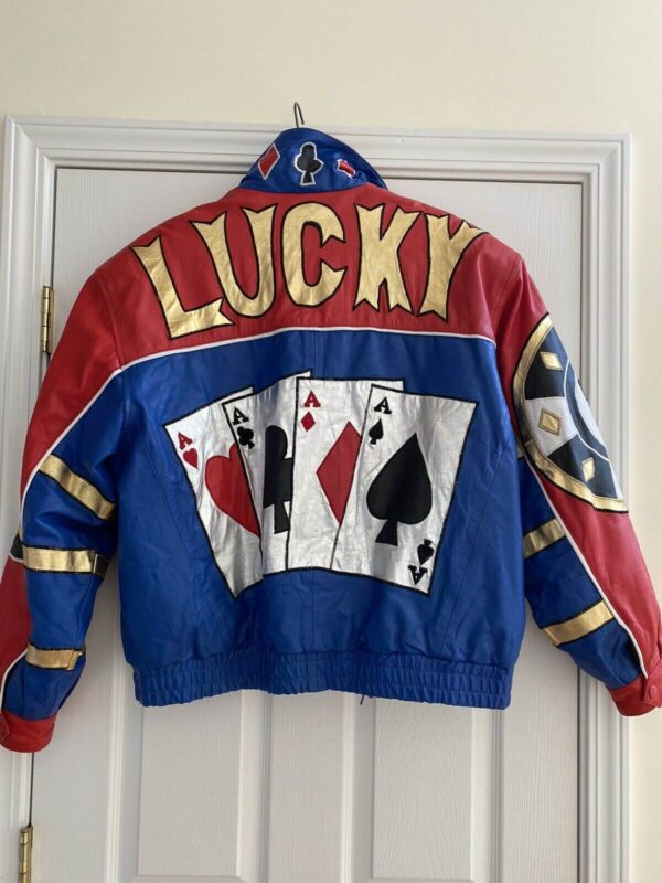Vintage Vegas Casino Card Poker Leather Jacket