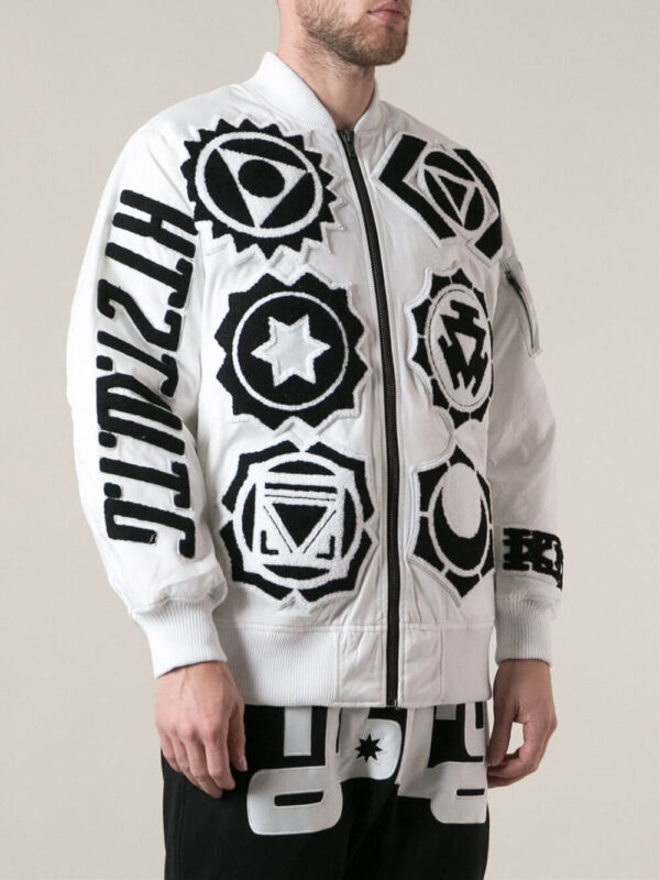 White KTZ Patchwork Bomber Jacket