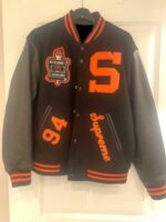 Black Grey Supreme Wool Leather Jacket