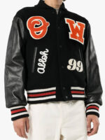 Black Logo Appliqued Varsity Jacket