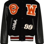 Black Logo Appliqued Varsity Jacket