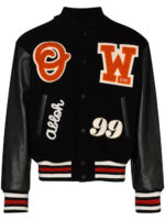 Black Logo Appliqued Varsity Jacket