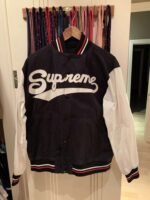 Black White Supreme Baseball Varsity Jacket