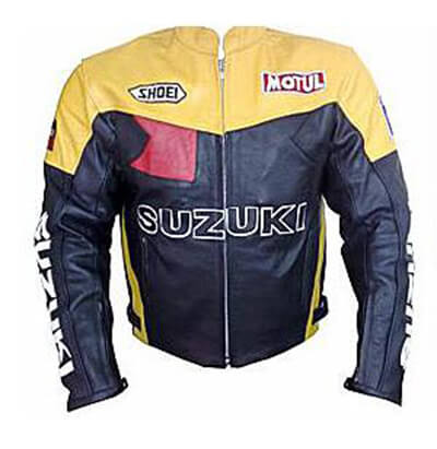 Black Yellow Suzuki Motorcycle Racing Leather Jacket 1 Black Yellow Suzuki Motorcycle Racing Leather Jacket
