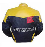 Black Yellow Suzuki Motorcycle Racing Leather Jacket