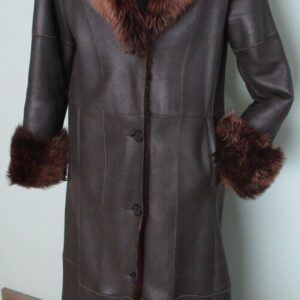 Brown Danier Shearling Fur Long Coat