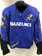 Detachable Sleeves Suzuki Motorcycle Blue Textile Jacket