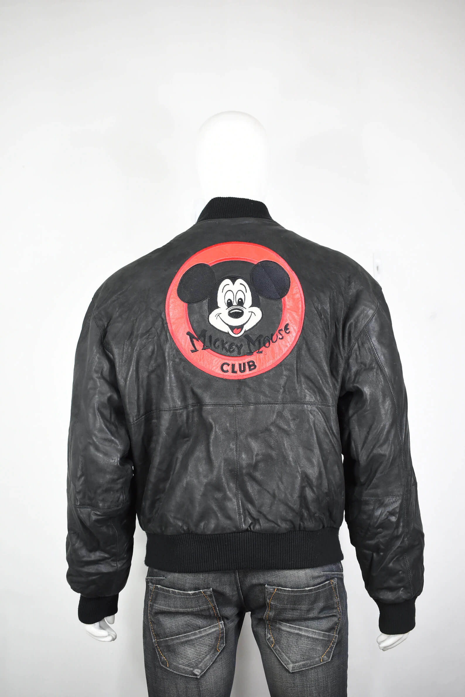 Disney Mickey Mouse Black Club Vintage Leather Jacket