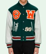 Green And White Letterman Varsity Jacket