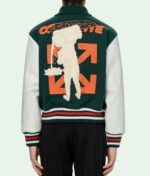 Green And White Letterman Varsity Jacket
