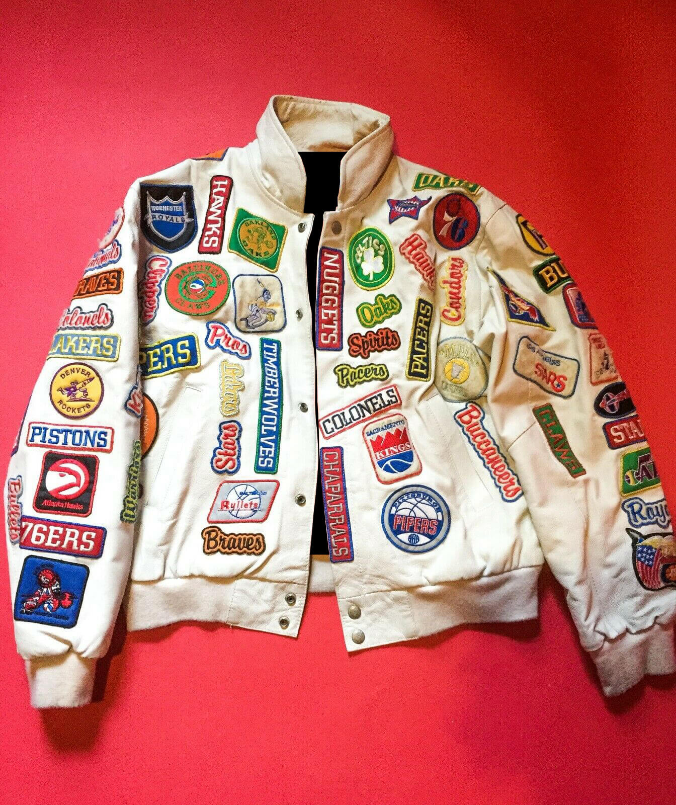 Jeff Hamilton NBA Team Logos White Jacket Maker of Jacket