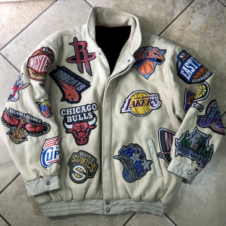 Shop Jeff Hamilton Lakers Wool & Leather Jacket