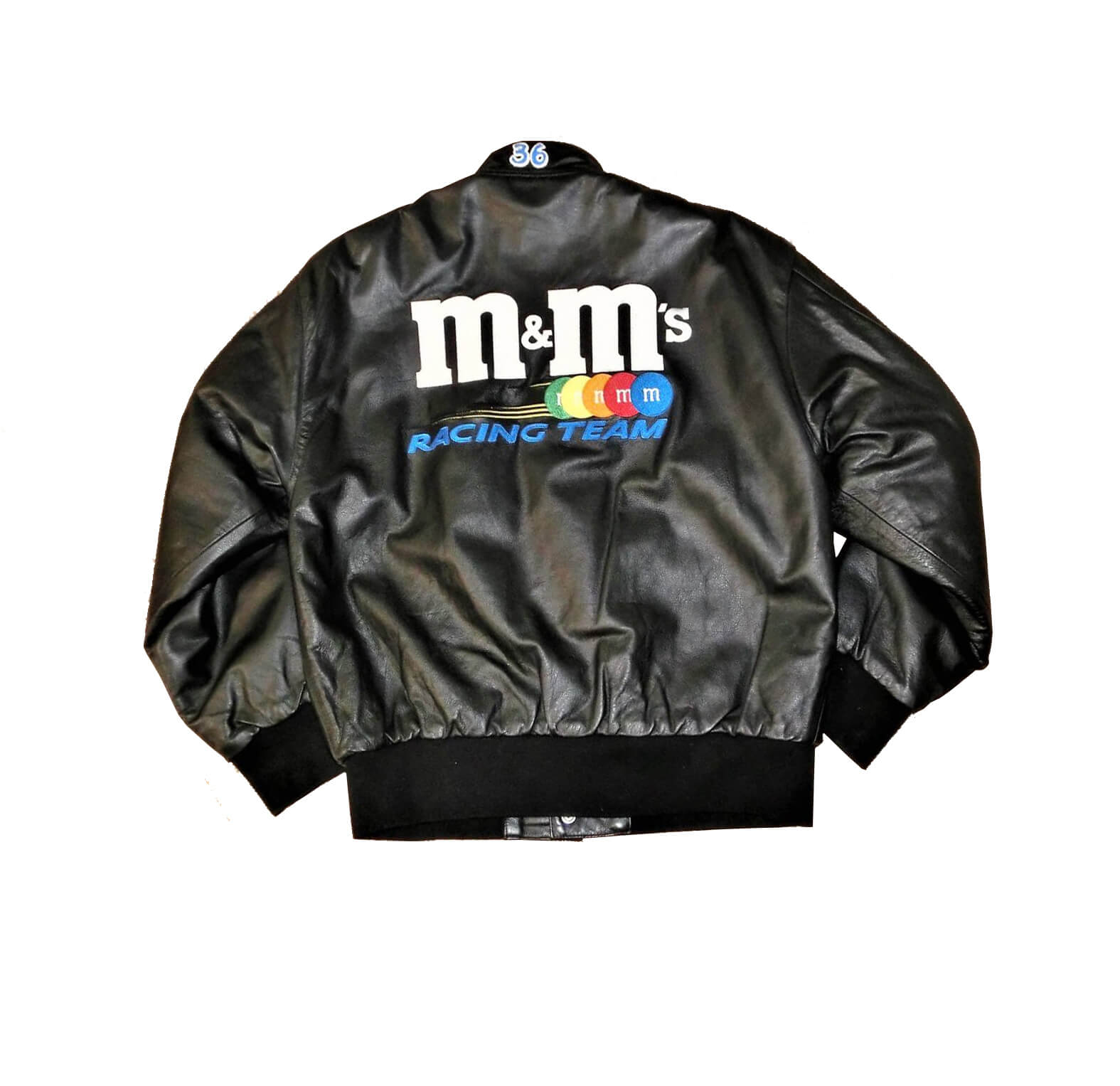 M&M's Racing Team Black Leather Jacket - Maker of Jacket