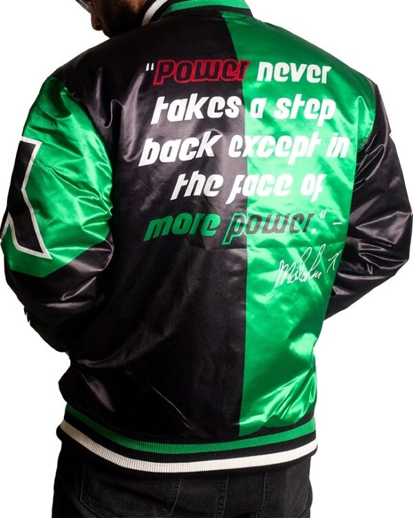 Malcolm X Black And Green Power Satin Jacket