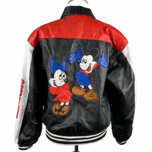 Mickey Minnie Mouse Leather Bomber Jacket