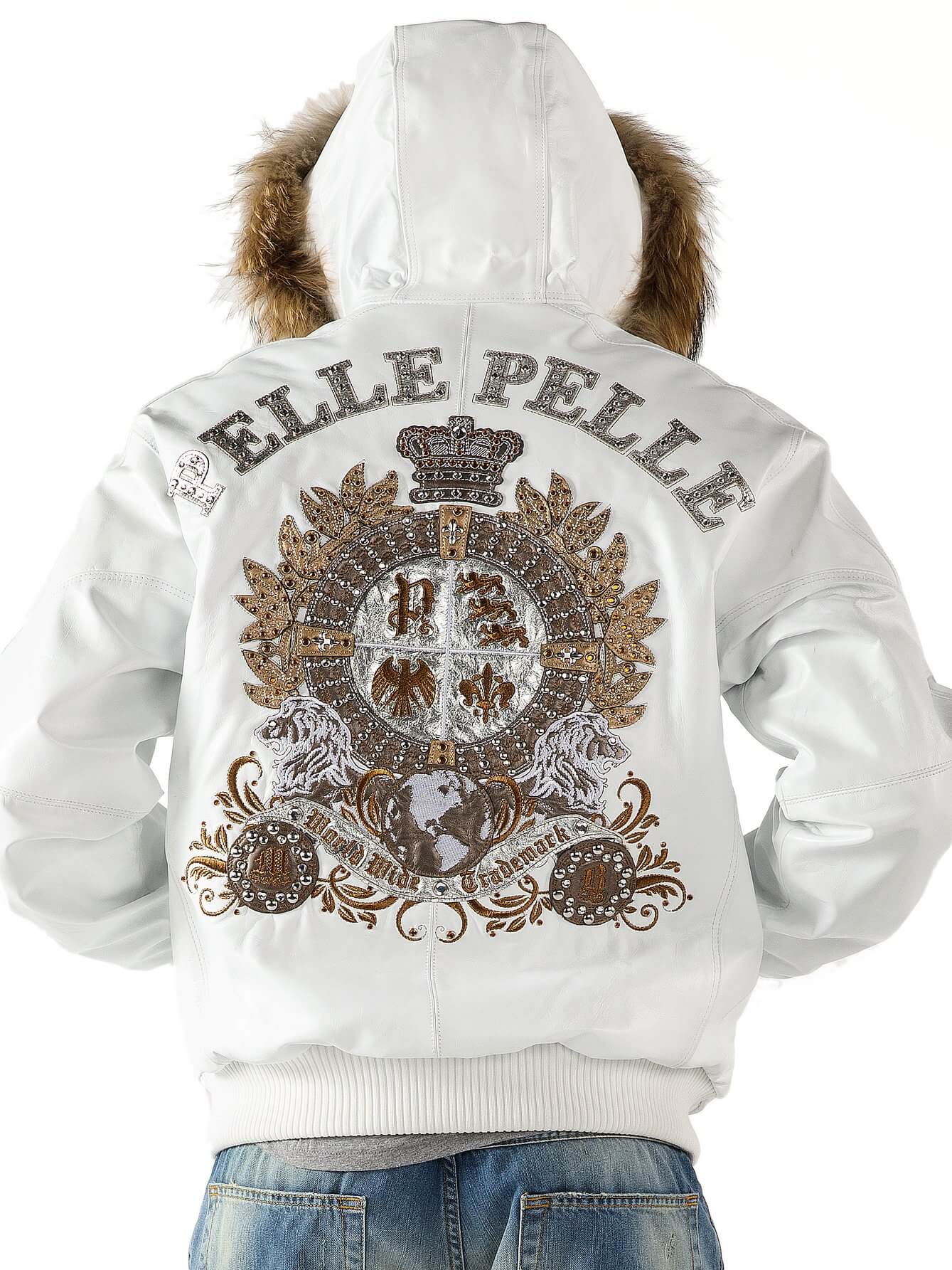 Men's Pelle Pelle Studded White Leather Jacket - Victoria Jacket