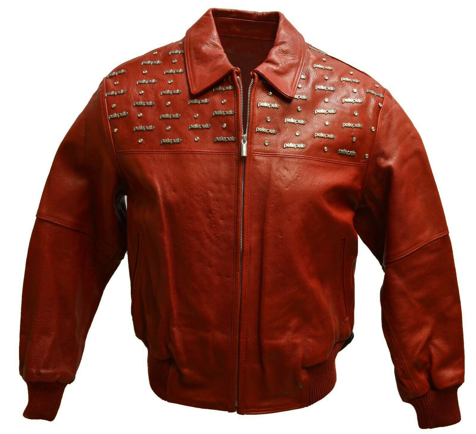 Red Pelle Pelle Emblem Leather Jacket - Maker of Jacket