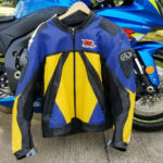 Suzuki GSXR Motorcycle Blue And Yellow Leather Jacket
