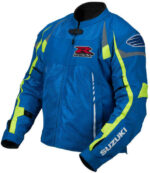 Suzuki GSXR Motorcycle Blue Leather Jacket
