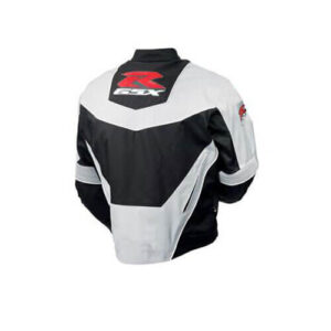 Suzuki GSXR Motorcycle White And Black Leather Jacket