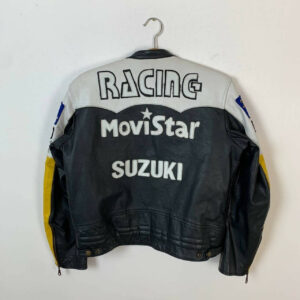 Suzuki Motorcycle Black And Yellow Leather Jacket