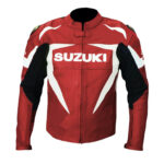 Suzuki Motorcycle Red Racing Leather Jacket