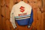 Suzuki Motorcycle White And Blue Racing Leather Jacket