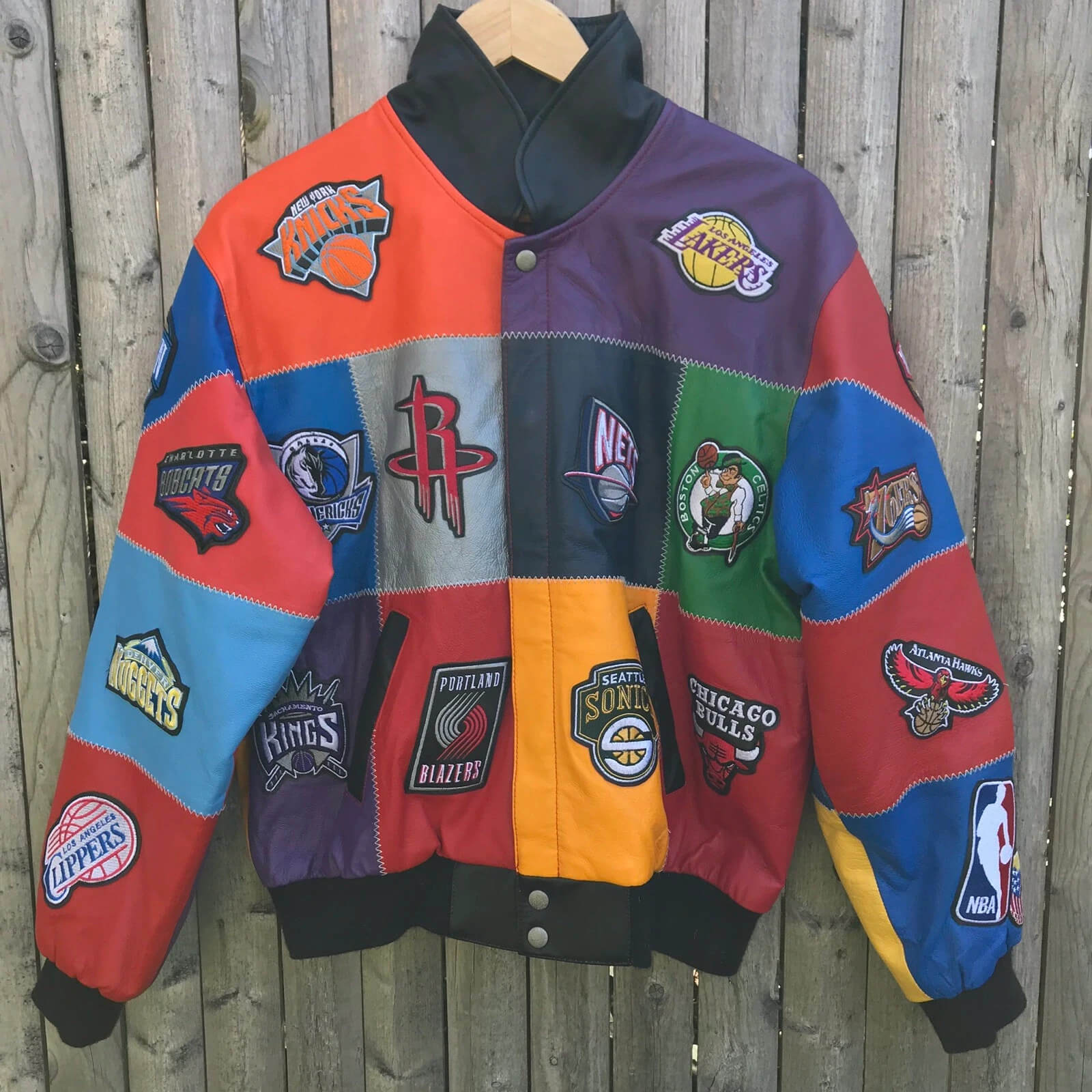 Maker of Jacket Men Jackets Vintage Red NBA Teams Jeff Hamilton Wool