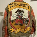 Vintage Tom and Jerry Fringe Cartoon Corner Leather Jacket