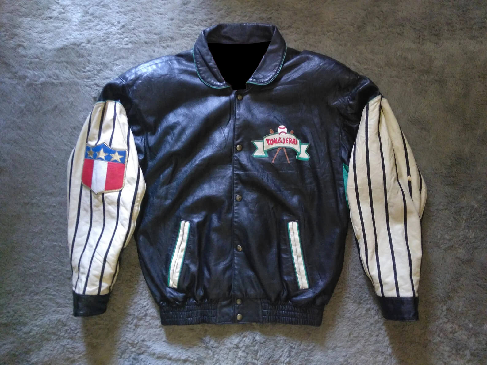 Vintage Tom and Jerry Cartoon Biker Leather Jacket - Maker of Jacket