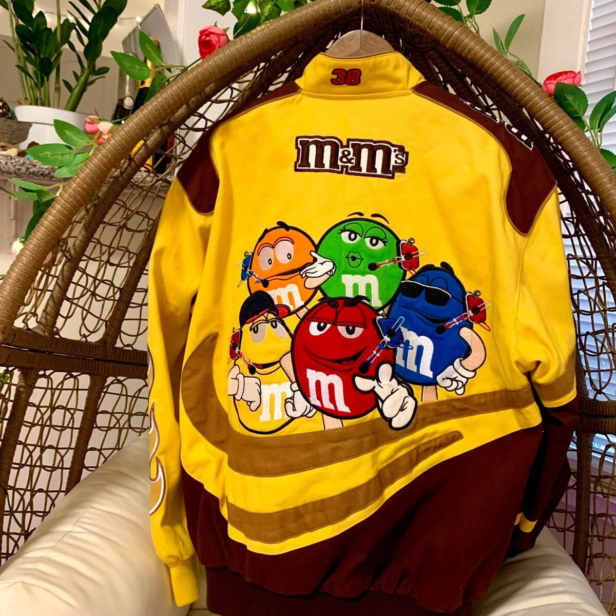 Vintage Yellow M M NASCAR Racing Jacket Maker of Jacket