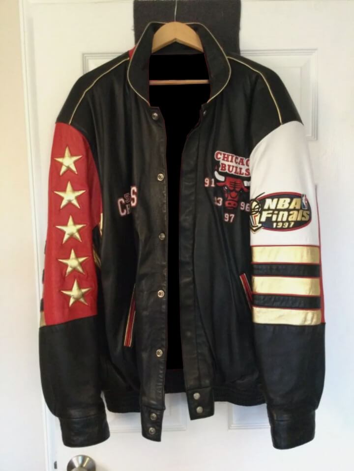 Maker of Jacket NBA Teams Jackets Chicago Bulls Spellout Jeff Hamilton Leather