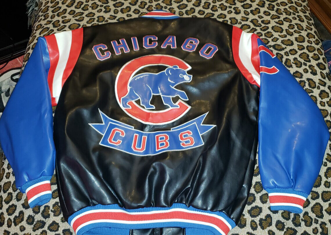 Maker of Jacket Black Leather Jackets 80s Vintage Chicago Cubs Baseball