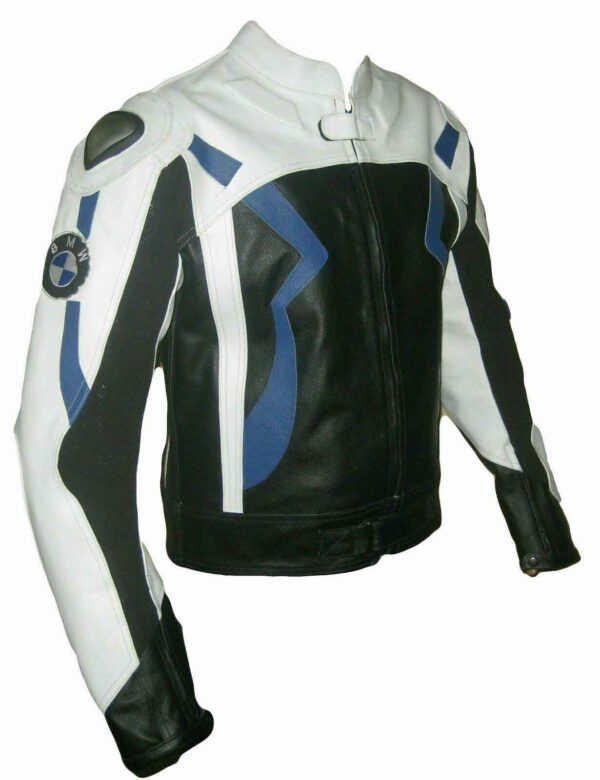 BMW Black White Motorcycle Leather Jacket