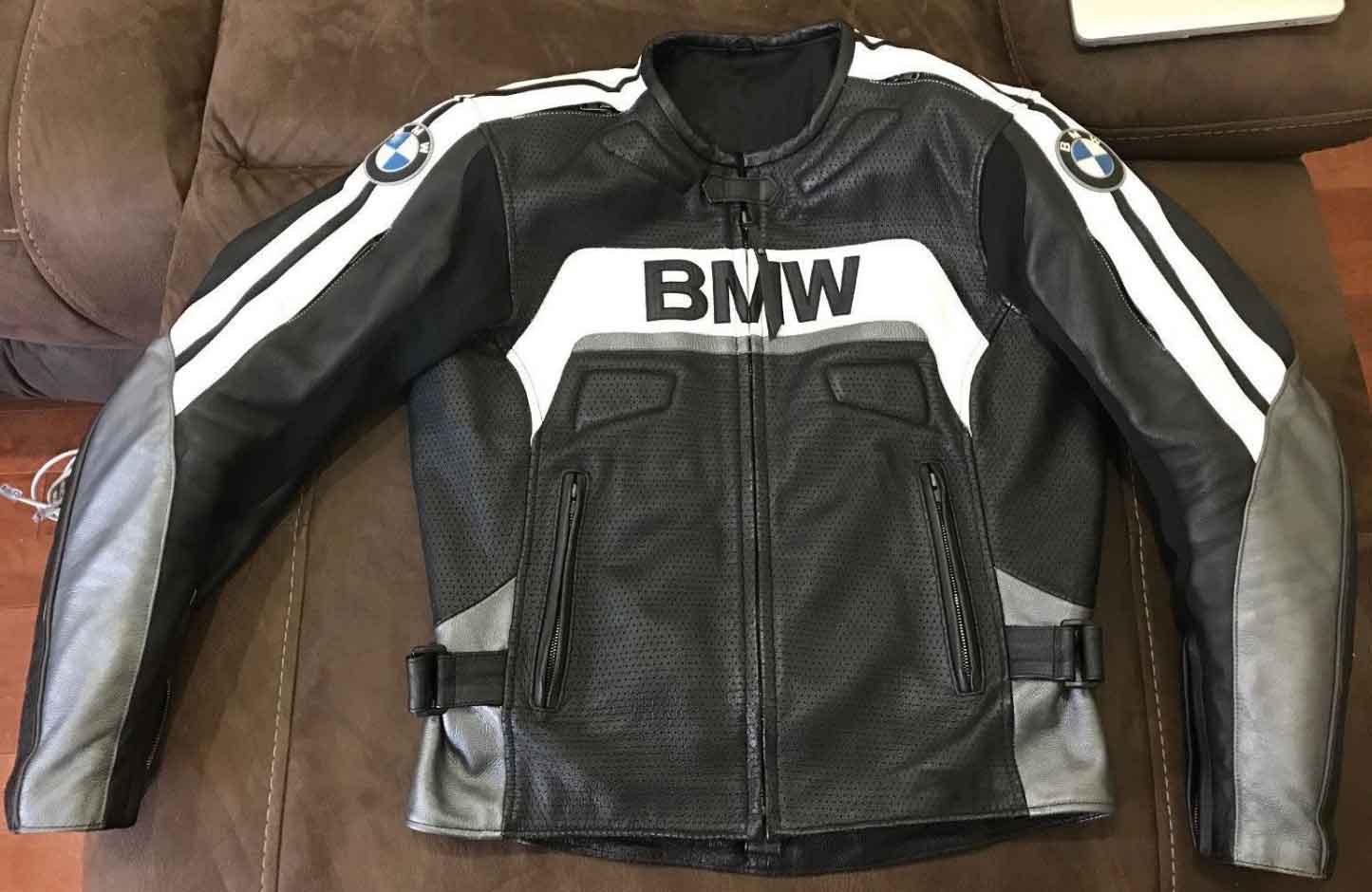 BMW Motorcycle Black And White Leather Jacket - Maker of Jacket