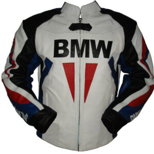 BMW Motorcycle White And Black Racing Leather Jacket