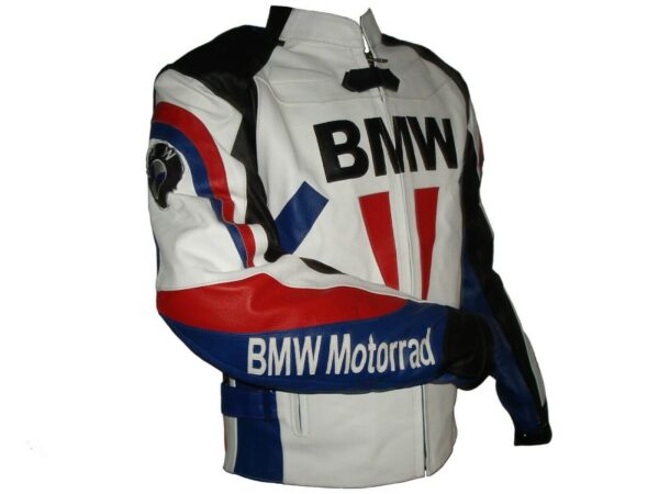 BMW Motorcycle White And Black Racing Leather Jacket 2 BMW Motorcycle White And Black Racing Leather Jacket