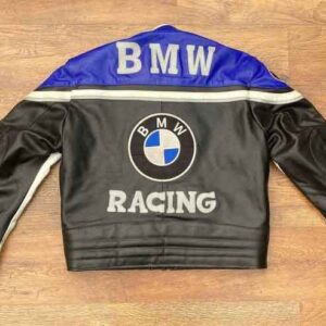 Black Blue BMW Motorcycle Racing Leather Jacket
