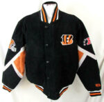 Black NFL Cincinnati Bengals Suede Leather Jacket
