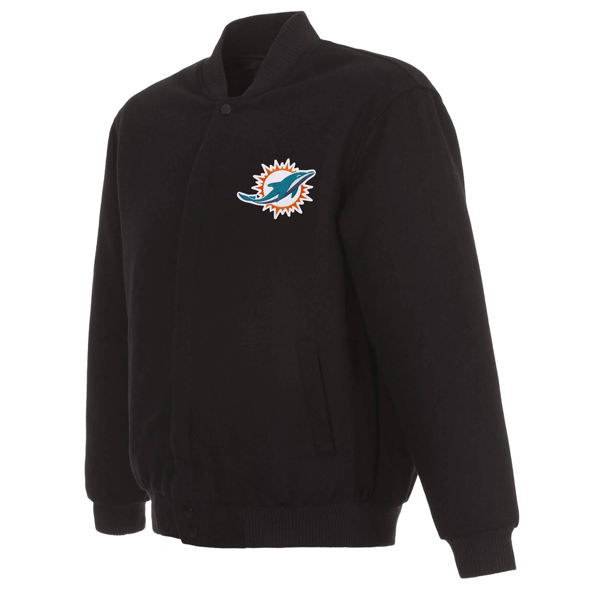 Black NFL Miami Dolphins Wool Full Snap Jacket (1) Black NFL Miami Dolphins Wool Full Snap Jacket